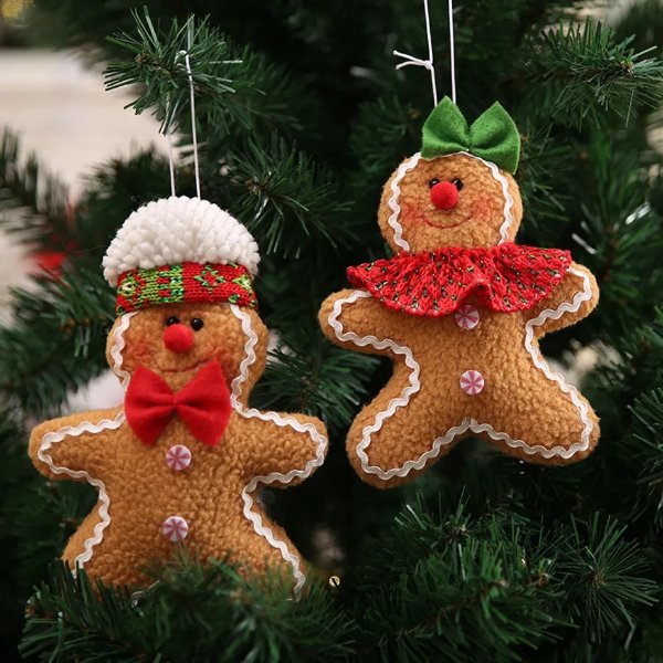 1 Pack Gingerbread Man Christmas Tree Ornaments Cloth Art Gingerbread Man for Christmas Tree Hanging Decorations
