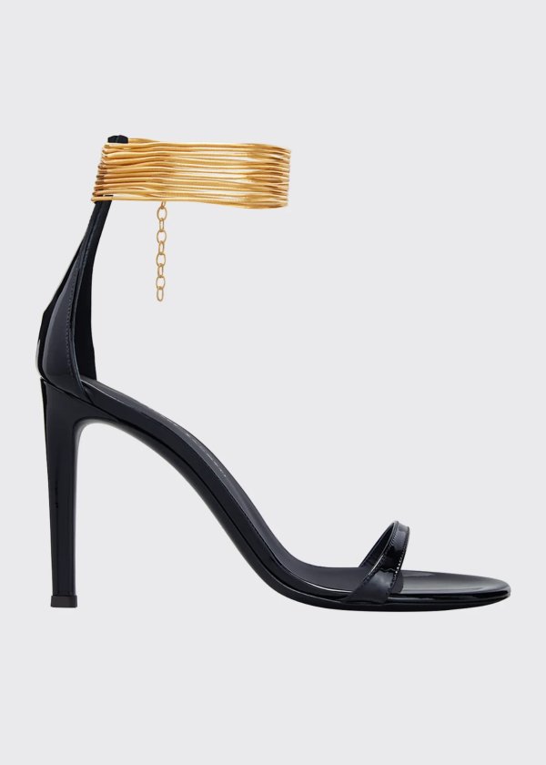 105mm Patent Ankle-Chain Sandals