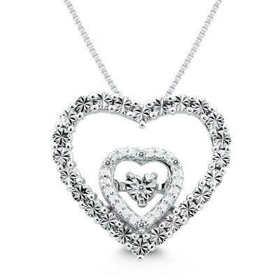 Diamond Heart Necklace Pendant in .925 Sterling Silver