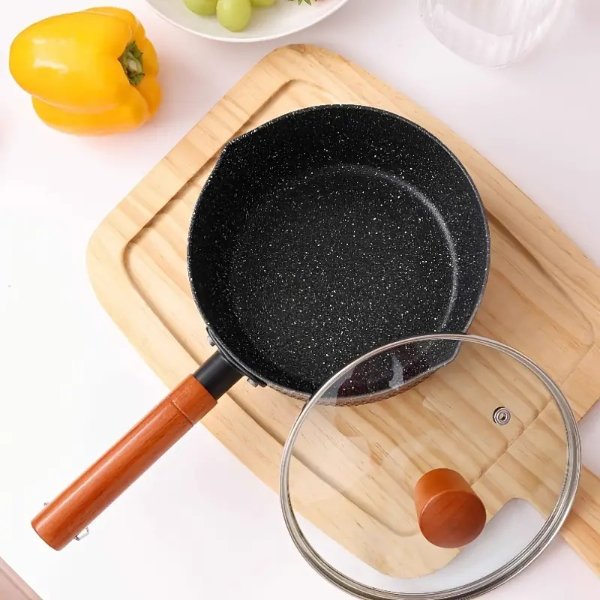 1pc Japanese Style Maifan Stone Snow Pan Wooden Handle Non Stick Pan Cooking Pot Soup Pot Household Cookware For Most Stove - Home & Kitchen - Temu
