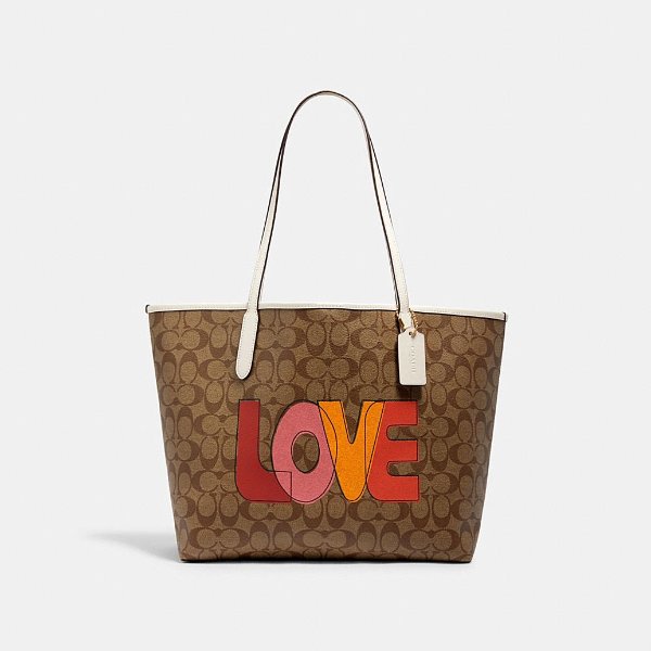City Tote in Signature Canvas With Love Print