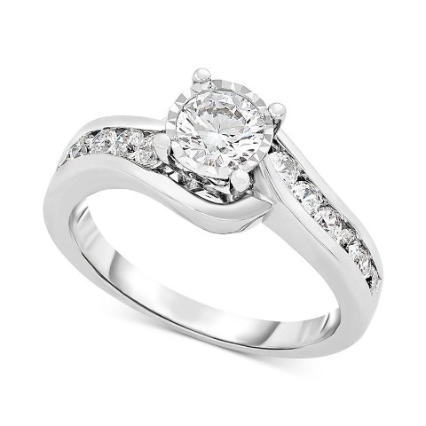 Macy sTruMiracle® Diamond Swirl Bypass Engagement Ring (1 ct.t.w.) in 14k White Gold