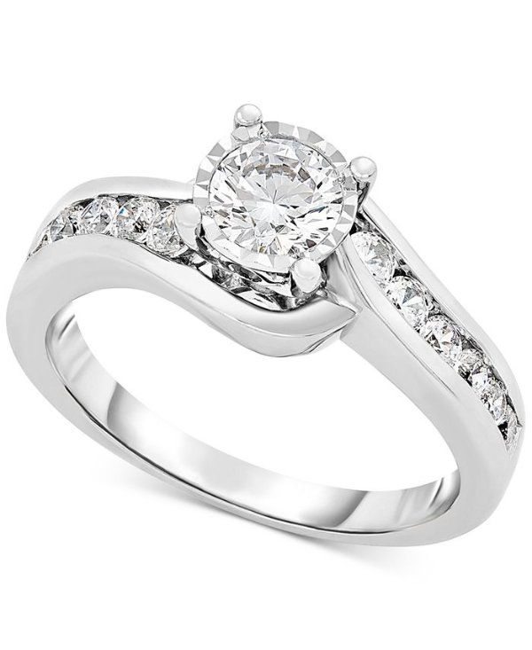 TruMiracle® Diamond Swirl Bypass Engagement Ring (1 ct.t.w.) in 14k White Gold