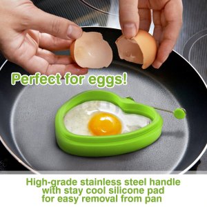NG (SET OF 2) Heart shaped Egg Accessories - Made of Non Stick Heat Resistant Silicone
