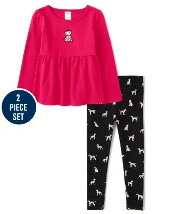 Girls Long Sleeve Babydoll Top And Dalmatian Puppy Print Knit Leggings Set - Dalmatian Friends | Gymboree
