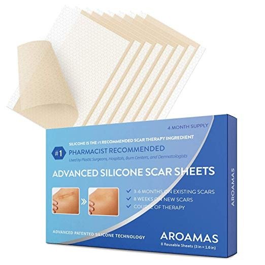 Professional Silicone Scar Sheets, Soften and Flattens Scars Resulting from Surgery, Injury, Burns, Acne, C-section and more, Soft Silicone Scar Strips, 3"×1.57", 8 Sheets (4 Month Supply)