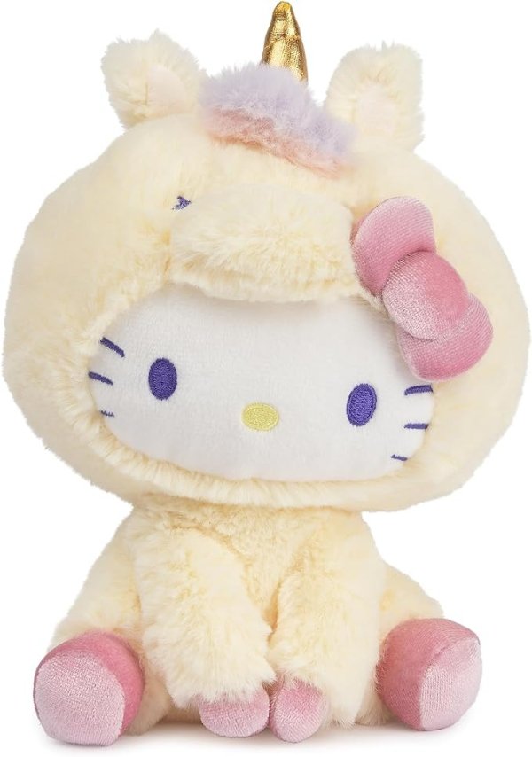 Sanrio Hello Kitty Unicorn Plush Toy, Premium Stuffed Animal for Ages 1 and Up, Yellow, 6”