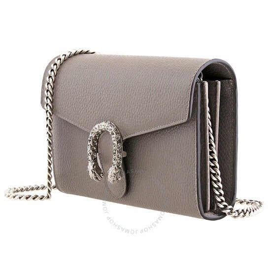 Ladies Grey Leather Mini Chain Bag