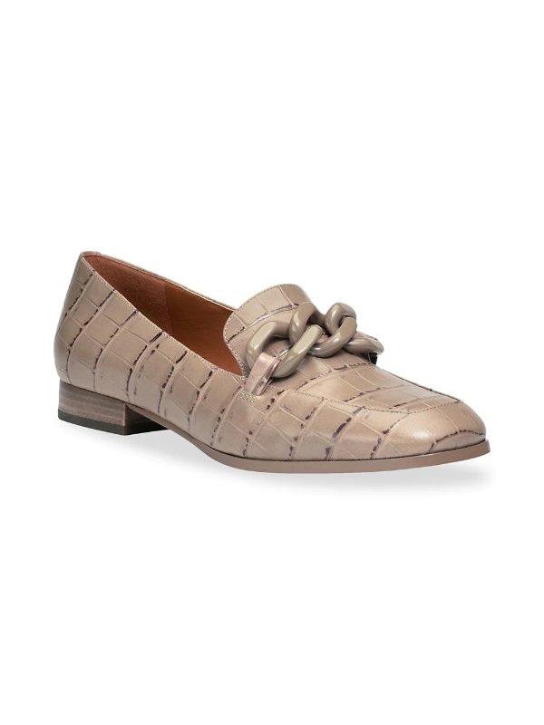 Rowan Square-Toe Croc-Embossed Leather Loafers