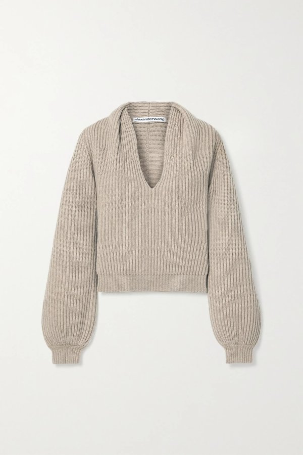 Ribbed wool-blend 毛衣