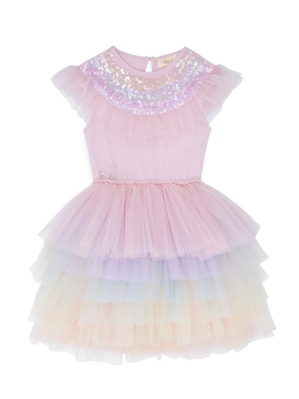 Little Girl's & Girl's Barbie Rainbow Shine Tutu Dress