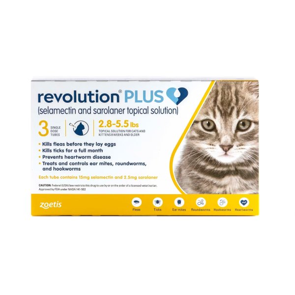 Plus Topical Solution 2.8-5.5lbs Cat, 3 Month Supply
