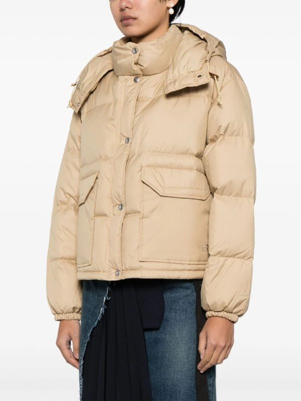 hooded button-up padded jacket