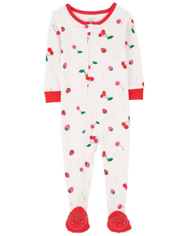 Baby 1-Piece Cherry 100% Snug Fit Cotton Footie Pajamas