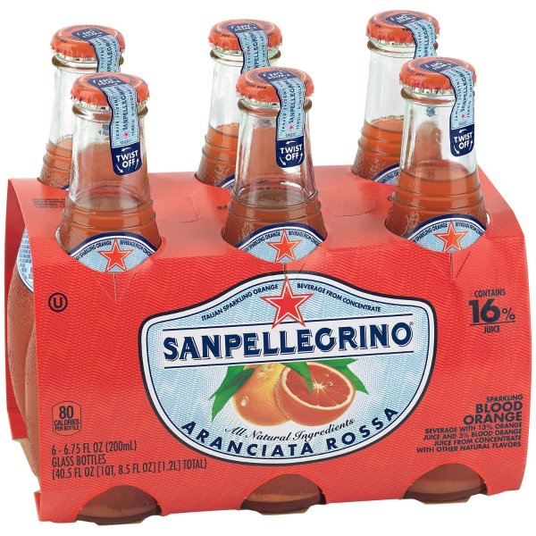 Blood Orange Italian Sparkling Drinks, 6.75 fl oz. Glass Bottles (24 Count)