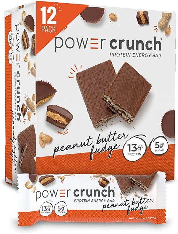 Power Crunch 花生酱软糖高蛋白能量棒 1.4oz 12支