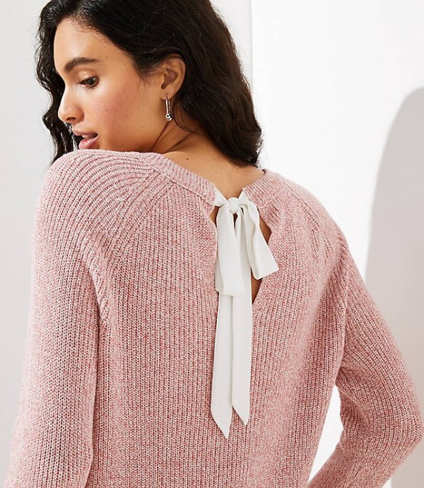 Marled Bow Back Sweater | LOFT