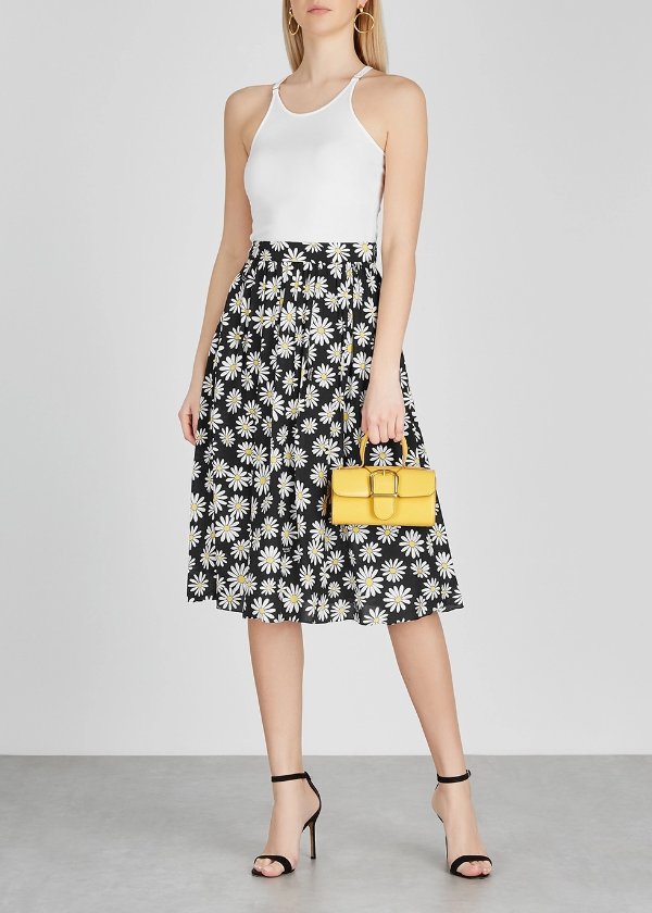 Black daisy-print skirt