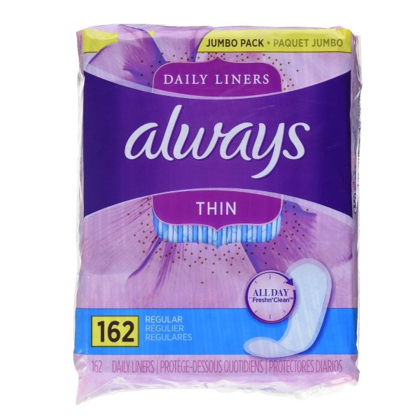 Thin No Feel Protection Daily Liners Regular Absorbency Unscented, 162 Count - Pack of 2 (324 Count Total)
