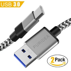 Puridea USB C to USB 3.0 快速充电  尼龙绳充电线 2只