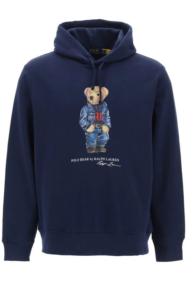 polo bear print hoodie