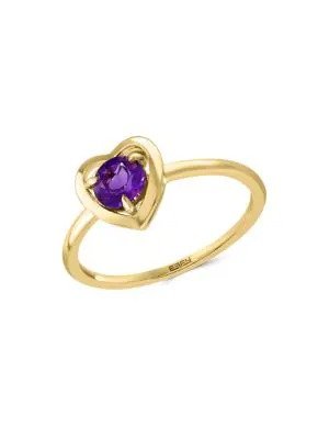 14K Goldplated Sterling Silver & Amethyst Heart Ring