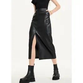 Buy Faux Leather Midi Skirt With Cargo Pockets Online - DKNY