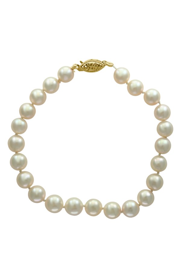 14K Yellow Gold Cultured Freshwater Pearl Bracelet