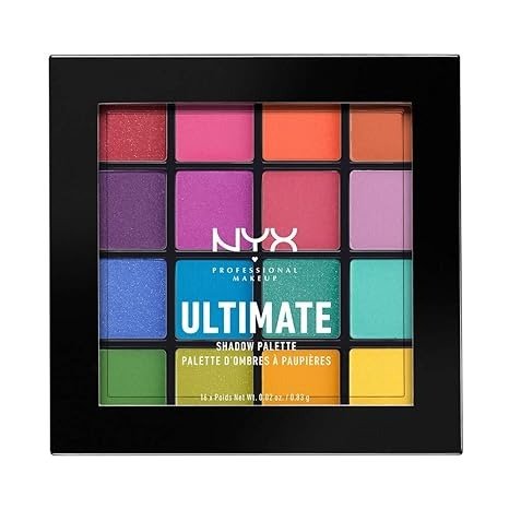 NYX Nyx professional makeup ultimate shadow palette, eyeshadow palette, brights (1 count)