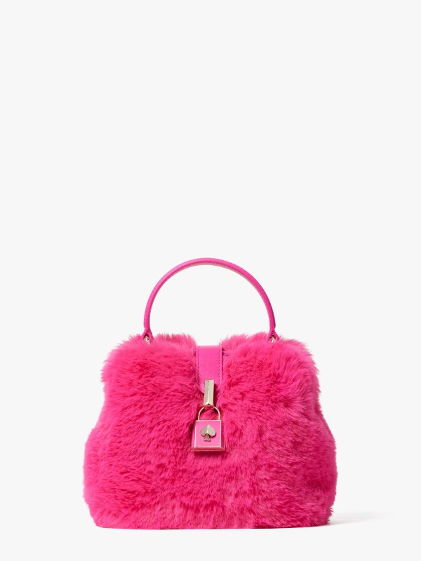 remedy faux fur small top-handle bag
