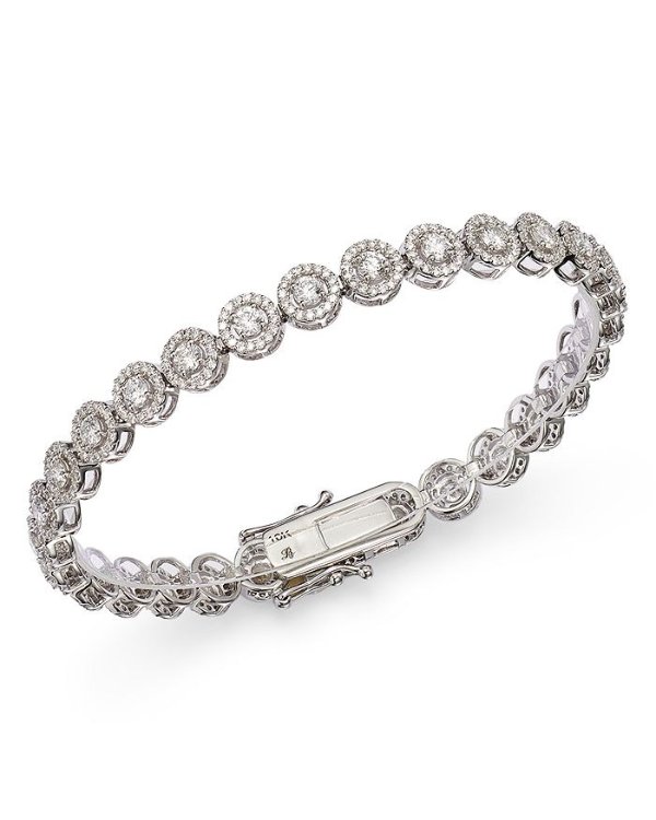 Diamond Halo Tennis Bracelet in 14K White Gold, 4.0 ct. t.w. - 100% Exclusive