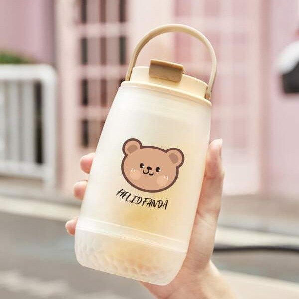 1pc Gradient Color Plastic Sport Water Bottle With Pop-up Straw