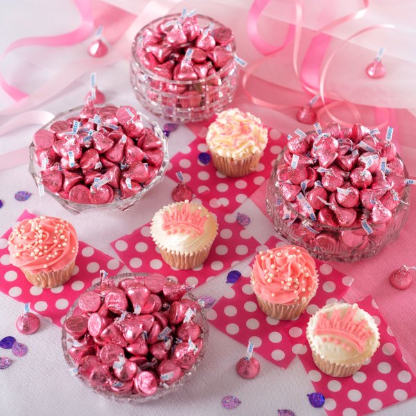 Kisses Candy, Milk Chocolate, Pink Foil 66.7 Oz.