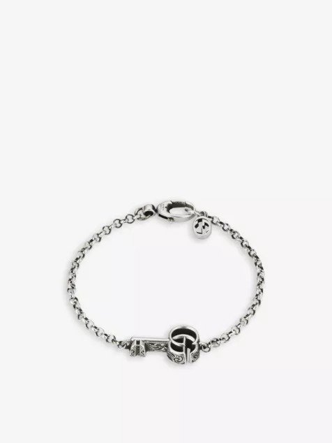 Marmont Double G logo-embellished sterling-silver chain bracelet