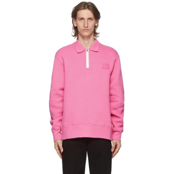 Pink Point Collar Oversized Sweatshirt