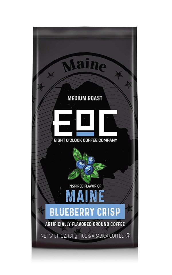 Coffee Flavors of America Ground Coffee, Maine Blueberry Crisp, 11 Ounce, 100% Arabica, Kosher Certified,Count 1(Pack of 1)