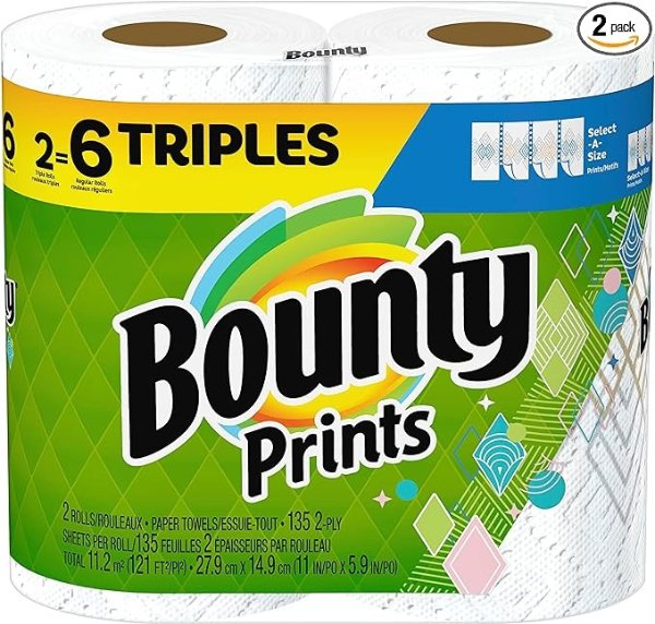 Select-A-Size Paper Towels, Print, 2 Triple Rolls = 6 Regular Rolls