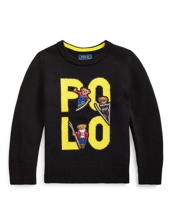 Boy's Merino Wool Logo Sweater, Size 5-7