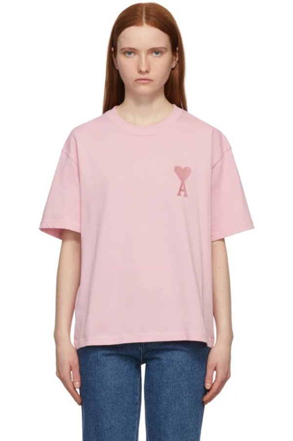 马卡龙粉色爱心T恤