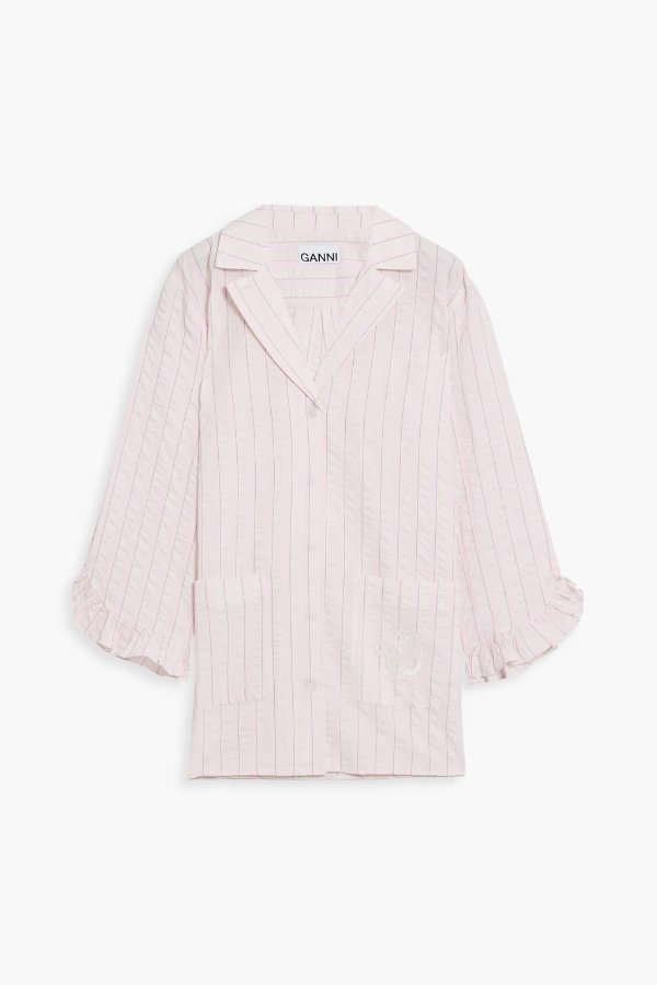 Crinkled striped organic cotton-poplin shirt