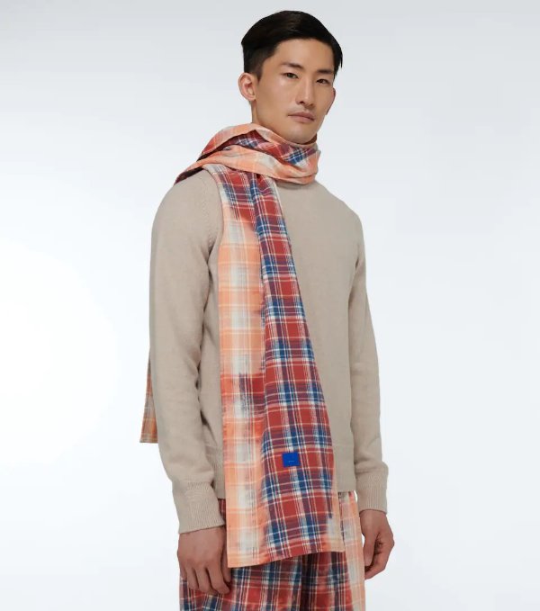 Flannel checked scarf