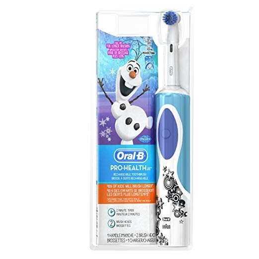 Kids Electric Rechargeable Power Toothbrush Featuring Disney's Frozen, includes 2 Sensitive Brush Heads, Powered by Braun