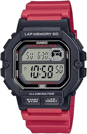 LED Illuminator 10-Year Battery Men's Digital Sports Watch 60-Lap Memory Model: WS-1400H-4AV, Black (WS1400H-4AV)