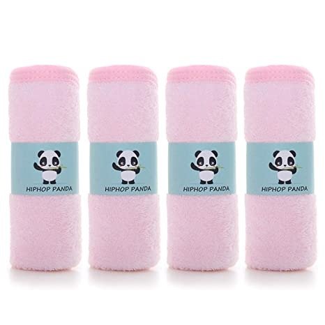 Bamboo Burp Cloths - Thickening 2 Layer Ultra Absorbent Burping Cloth for Baby Boys and Girls, Newborn Essentials Towel - Milk Spit Up Rags - Burpy for Unisex - （4 Pack） (Pink)