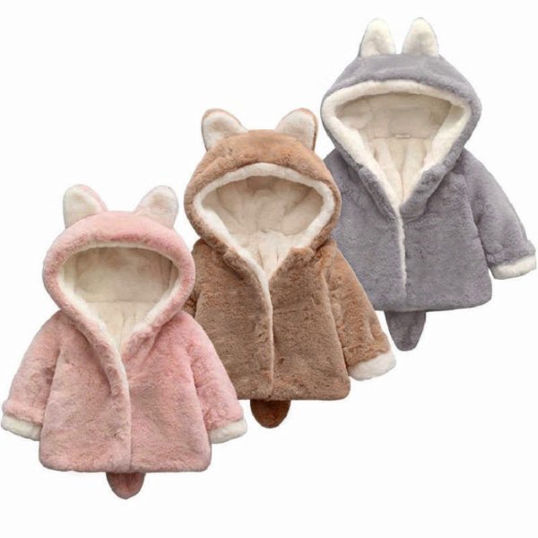 Baby / Toddler Adorable Ear Decor Solid Hooded Coat
