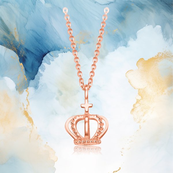 18K/750 Yellow/Rose Gold Necklace- Crown Design