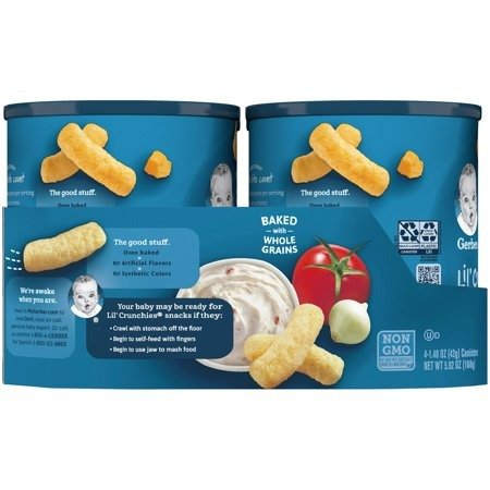 Lil' Crunchies Mild Cheddar & Veggie Dip Baked Corn Snack Variety Pack 4 ct Canisters