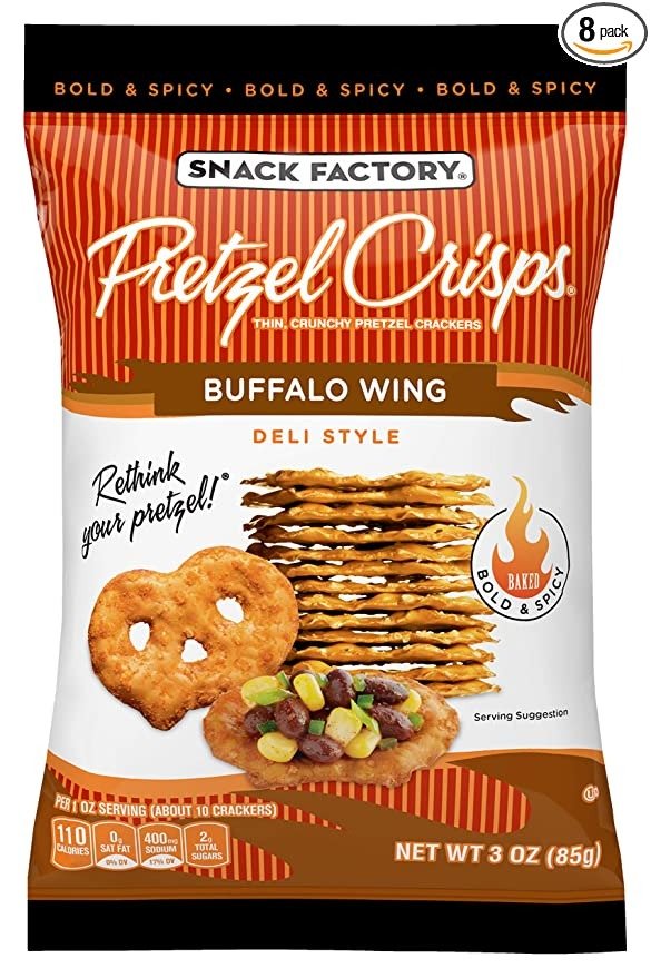 Pretzel Crisps Buffalo Wing On-the-Go Bag, 3 Ounce (Pack of 8)