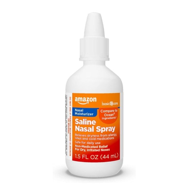 Amazon Basic Care Premium Saline Nasal Moisturizing Spray, 1.5 fl oz (Pack of 1)