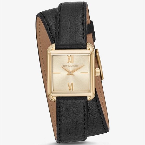 Lake Gold-Tone and Leather Wrap Watch